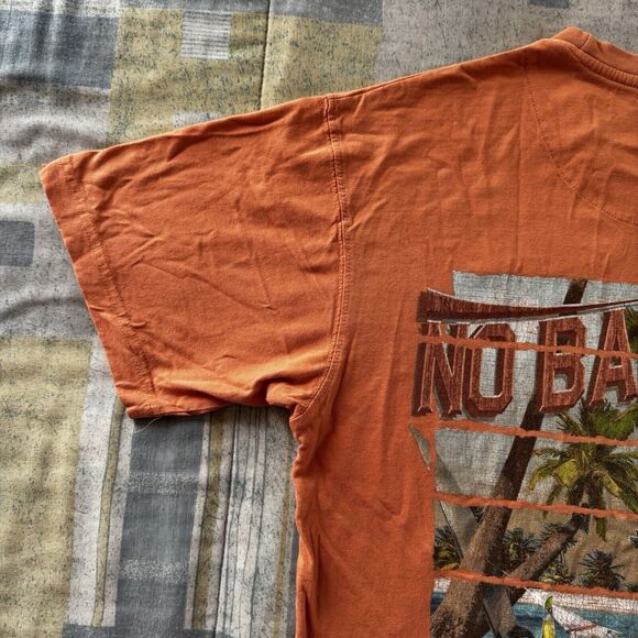 No Bad Days Orange Retro Positive Vibes Island Graphic Short Sleeve Men's Sz S - Picture 9 of 16